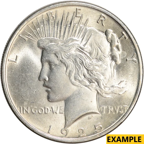 1925 $1 U.S. SILVER PEACE BU — obverse