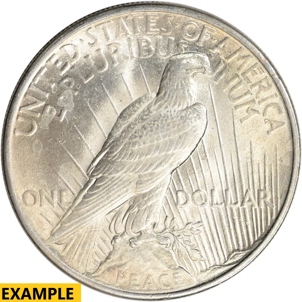 1925 $1 U.S. SILVER PEACE BU — reverse
