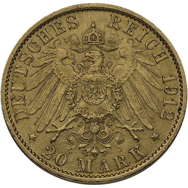 20 MARK GERMAN GOLD COIN — obverse