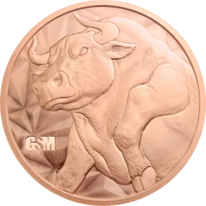 2 OZ COPPER ROUND BULL AND BEAR GOLDEN STATE MINT — obverse