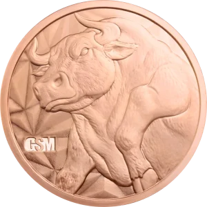 5 OZ COPPER ROUND BULL AND BEAR GOLDEN STATE MINT — obverse