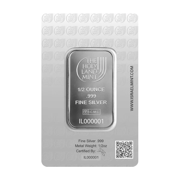 1/2 OZ SILVER BAR HOLY LAND MINT — reverse